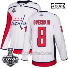 Barn Ishockey Washington Capitals Tröja Alex Ovechkin 8 2018 Stanley Cup Final Patch Adidas Vit Authentic